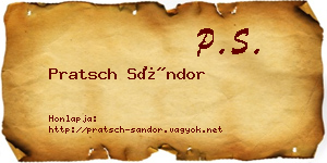 Pratsch Sándor névjegykártya